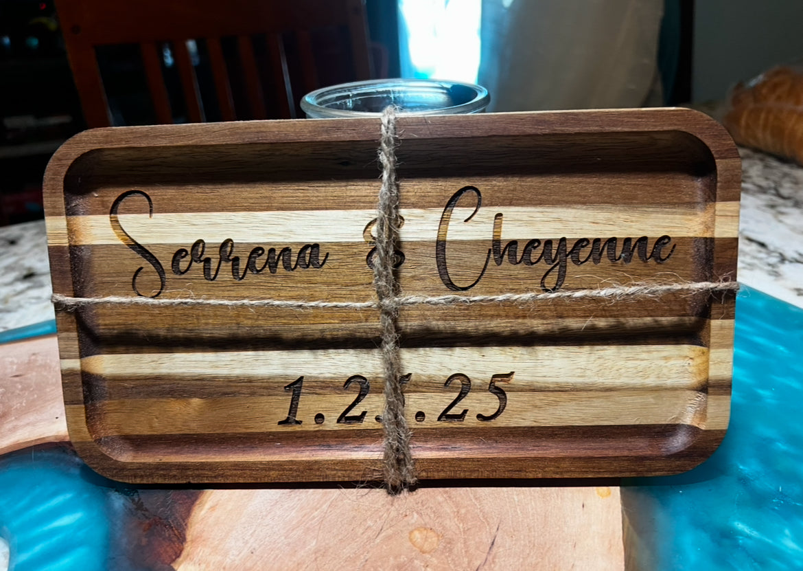 Personalized Acacia Multi-Use Tray
