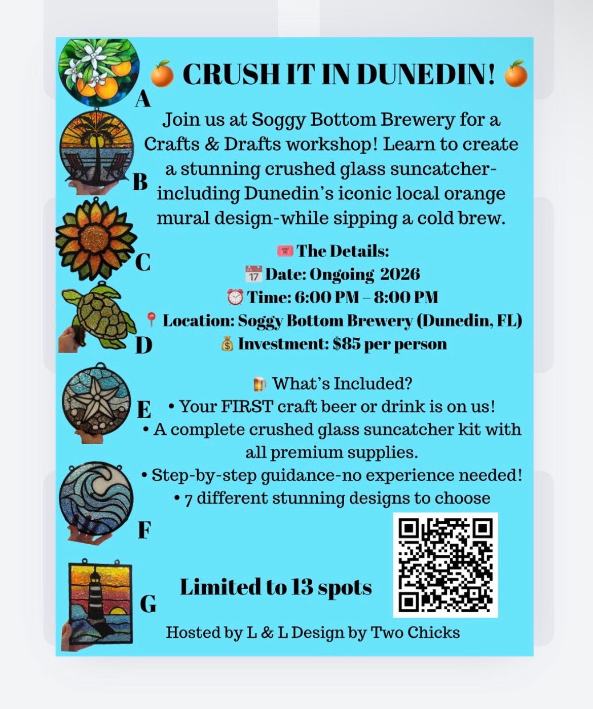 Crushed Glass Suncatcher Workshop @ Soggy Bottom Brewery Dunedin, FL ONGOING DATES 6-8pm