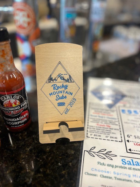 Rocky Mountain Subs and BBQ Phone Stands