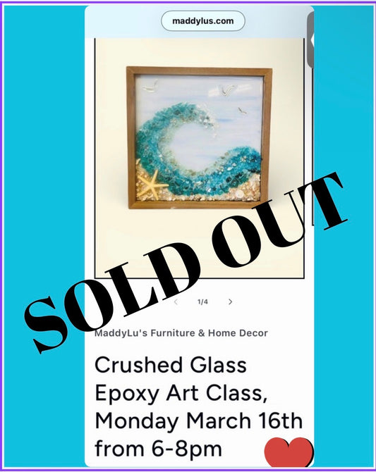 Crushed Glass Workshop, Monday, March 16, from 6 - 8pm @ MaddyLu's Safety Harbor